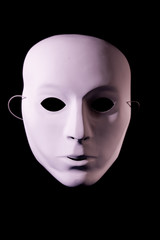 white mask on black background