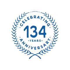 134 years design template. 134th logo. Vector and illustration.