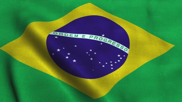 Brazil flag waving in the wind. National flag Federative Republic of Brazil