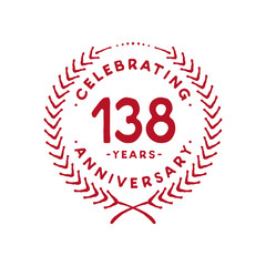138 years design template. 138th logo. Vector and illustration.