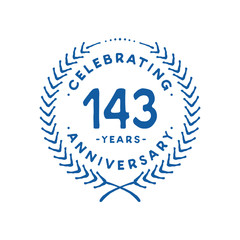 143 years design template. 143rd logo. Vector and illustration.