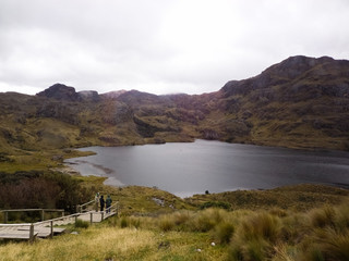 Viewpoint in the Cajas National Park from where one of its lagoons can be observed