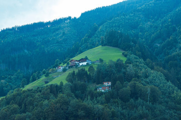 Fototapeta na wymiar Mountain houses near Lake Zell am See in Austria