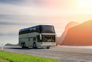 Tourist Bus Rides on the mountain highway