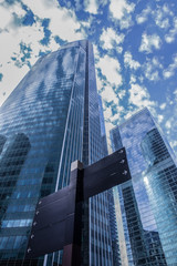 Fototapeta na wymiar futuristic skyscrapers with glass facades