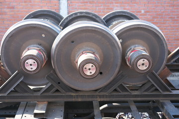 Bangkok,Thailand-December 5, 2019: Railway wheels on freight cars in Bangkok, Thailand