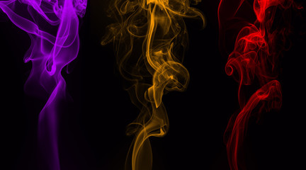 Beautiful collection smoke abstract on black background, fire design
