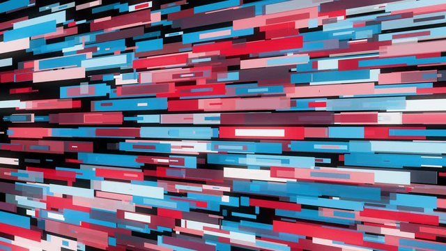 Beautiful abstract geometric pattern. Animation. Abstract animation of multicolored line patterns moving horizontally on the black background.