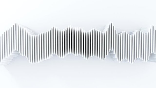 Abstract 3D geometry lines wave animation on color background. Music sound effect. 4k seamless loop.