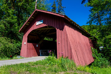 MAY 29, 2019, OREGON - Drift Creek Covered Bridge, Oregon, Built 1914 - Lincoln County near Bear...