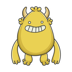 Happy yellow goblin cartoon monster
