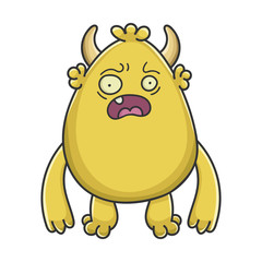 Scared yellow goblin cartoon monster