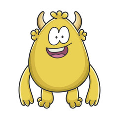 Happy yellow goblin cartoon monster