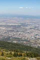 View of city of Sofia from Kamen Del Peak at Vitosha Mountain