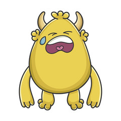 Crying yellow goblin cartoon monster