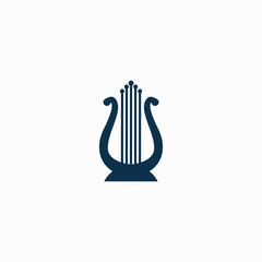 Harp Music Instrument Logo Design Inspiration Vector