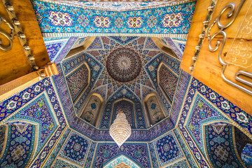 Decorated gateway in complex of Shah Cheragh mosque in Shiraz, Iran