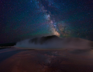 Milky way over Yellowstone national park