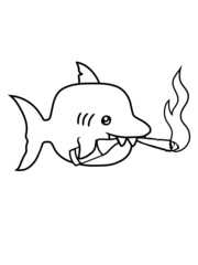 Saufender rauchender Hai böse monster