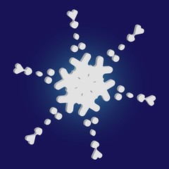 Simple, beautiful snowflake on blue background.
