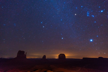 Monument valley at winter night