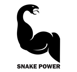 snake power logo icon vector. snake with muscle shadow
