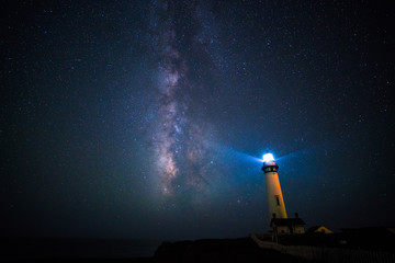 Milky way over the Pigeon point lighthouse, California