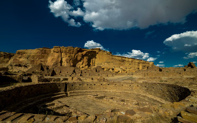 Chaco Canyon, Indian Ruins, at sunset
