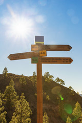 Sign showing direction to La Plata Tejeda and Cruz Grande, Gran Canaria, Canary Islands, Spain