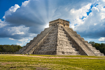    A massive step pyramid, known as El Castillo or Temple of Kukulcan, dominates the ancient city....