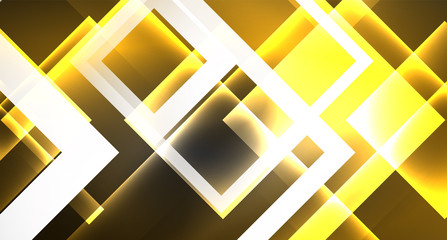 Naklejka premium Neon shiny color squares on black, modern template