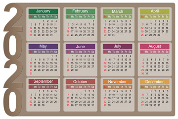 Colorful calendar 2020 year design template