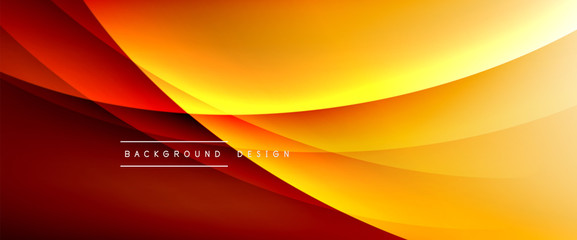 Wave liquid style lines with shadows and light on gradient background. Trendy simple fluid color gradient abstract background with dynamic straight shadow line effect