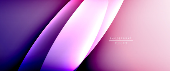 Wave liquid style lines with shadows and light on gradient background. Trendy simple fluid color gradient abstract background with dynamic straight shadow line effect