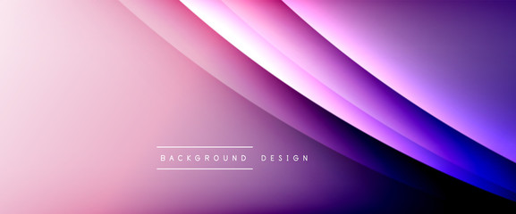 Wave liquid style lines with shadows and light on gradient background. Trendy simple fluid color gradient abstract background with dynamic straight shadow line effect