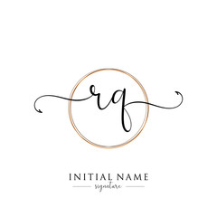 Initial Letter RQ Signature Handwriting and Elegant Logo Design Vector	