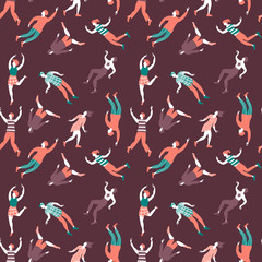 Seamless pattern with people silhouettes. Vector illustration.