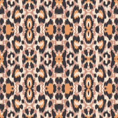 Yellow Leopard Animal Vector Seamless Pattern. Rusty Drawing Jaguar Fabric Design Graffiti Design. Mustard Handmade Tiles Pattern. Graphite Cheetah Carpet Grunge Painting.