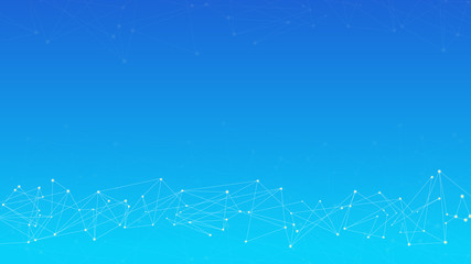 Light blue dots line abstract background about big data, artificial aintelligence, space, data lake, computer, science, DNA, and technology., 