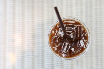 cold iced coffee drink in cafe