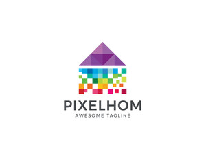 Digital pixel house logo design