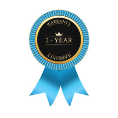 Shining gold vector guarantee sign with 2 year warranty 01