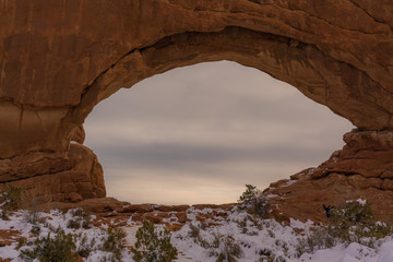 Beautiful arches national park during winter