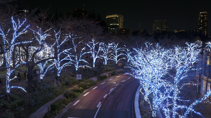 Illumination of Tokyo Midtown in Roppongi, Japan in Chrismas season