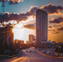 highway traffic transportation cars city building sunset  downtown dusk skyscraper traveling © Alberto GV PHOTOGRAP