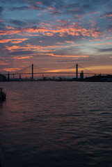 Obraz premium Sunset, Suspension Bridge, Savannah, Georgia
