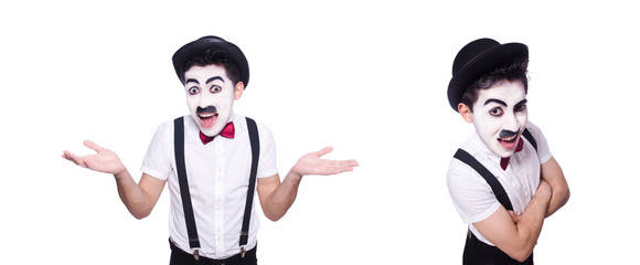 Personification of Charlie Chaplin on white