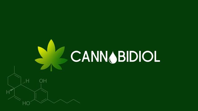 CBD or Cannabidiol oil lodo design in motion graphic animation. 4K video, sign, addiction, autism, background, body, cannabidiol, cannabis, cbd, cbd oil, concept, design, drug, element, ganja, gold