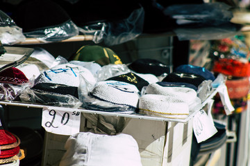 Various decorative objects sold in a souvenirs shop at the bazaar of the Old city of Jerusalem 