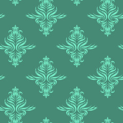 Aqua Menthe color vector seamless pattern. Texture for fabrics or packaging in turquoise color with floral elements. Trend colors 2020